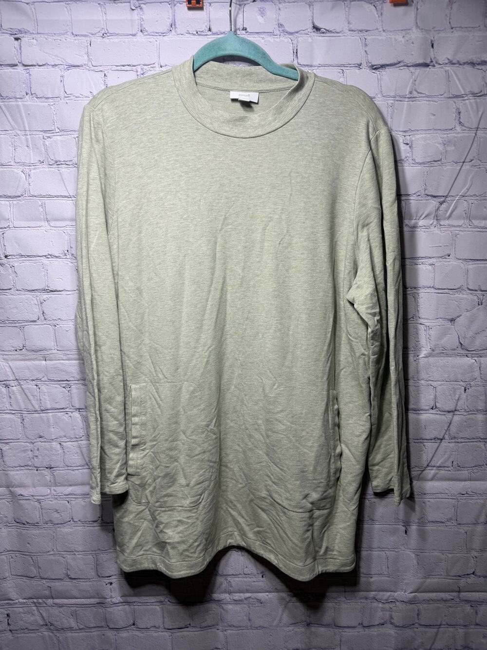 Pure Jill Womens Crew Neck Pullover Tunic Top Green Sz XL Casual Lagenlook